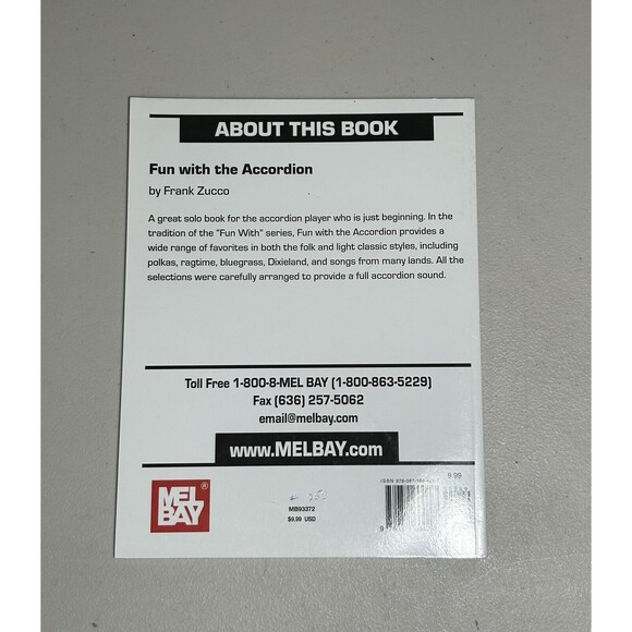 Fun with the Accordion sheet Music By Frank Zucco Mel Bay 1975 For Beginners - Picture 4 of 4